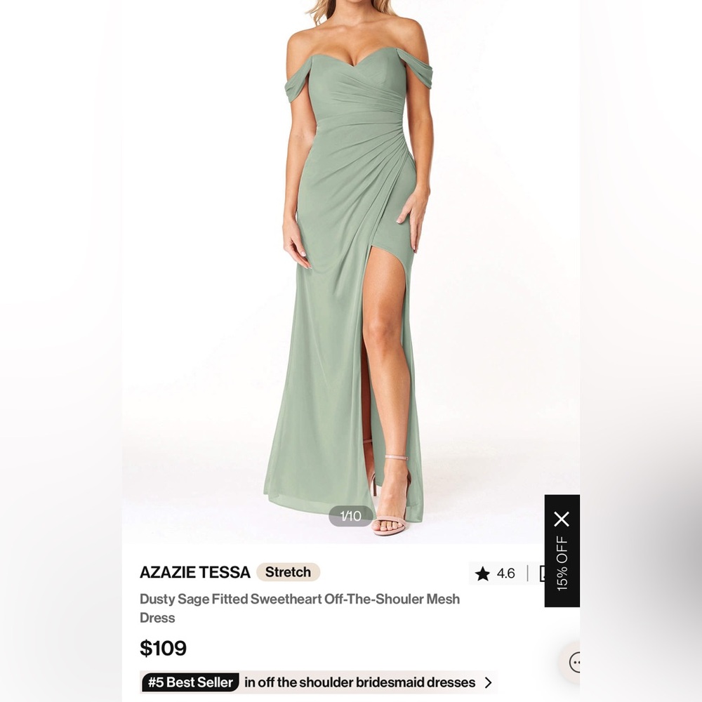 Azazie Tessa Bridesmaid Wedding Guest Dress in Dusty Sage